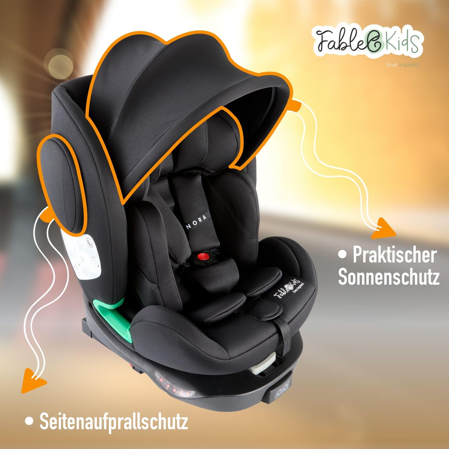 FableKids NORA Kindersitz Grau | 360° drehbarer i-Size Autokindersitz 40–150 cm | Reboarder mit ISOFIX & Stützbein | höhenverstellbare Kopfstütze & Rückenlehne | ECE R129/04 zertifiziert - Meloni2