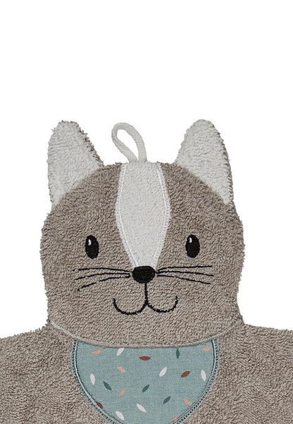 Sterntaler Waschhandschuhe Katze Lilly - Frottee Babywaschhandschuh aus saugfähiger, weicher Baumwolle, sorgt für Spaß beim Baden und Duschen - Baby und Kinder Waschlappen, grau