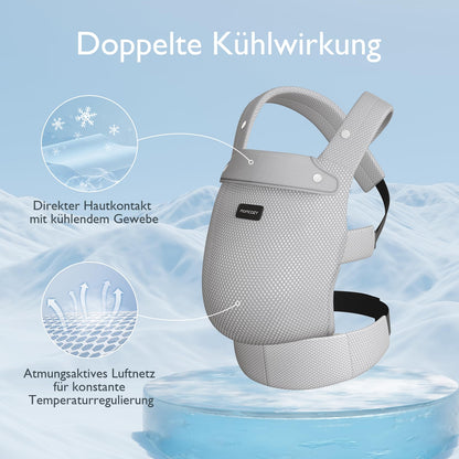Momcozy Babytrage aus 100% Baumwolle – Baby Carrier für Kleinkind (3-24 Monate, 3,2-20 kg) · Ergonomische M-Position · X-Rücken · Taillengurt 64-127cm, Khaki
