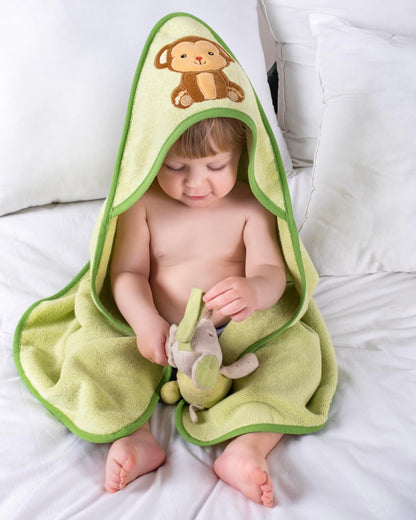 LAYNENBURG Premium Kapuzenhandtuch Baby - Badehandtuch aus 100% Baumwolle - Oeko TEX - Handtuch mit Kapuze für Neugeborene & Kinder - Badetuch, Babyhandtuch Mädchen, Jungen (Waschbär 80 x 80cm)