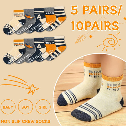 KOWAYI Stoppersocken Kinder 5/10 Paar ABS Rutschsocken Kinder Jungen, Mädchen, Baby Antirutschsocken 1-7 Jahre Grip Socken