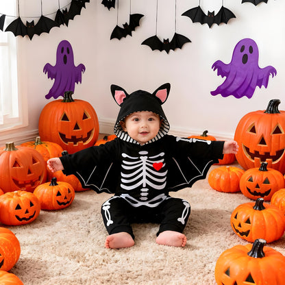 Halloween Kostüm Baby Fledermaus Skelett Strampler