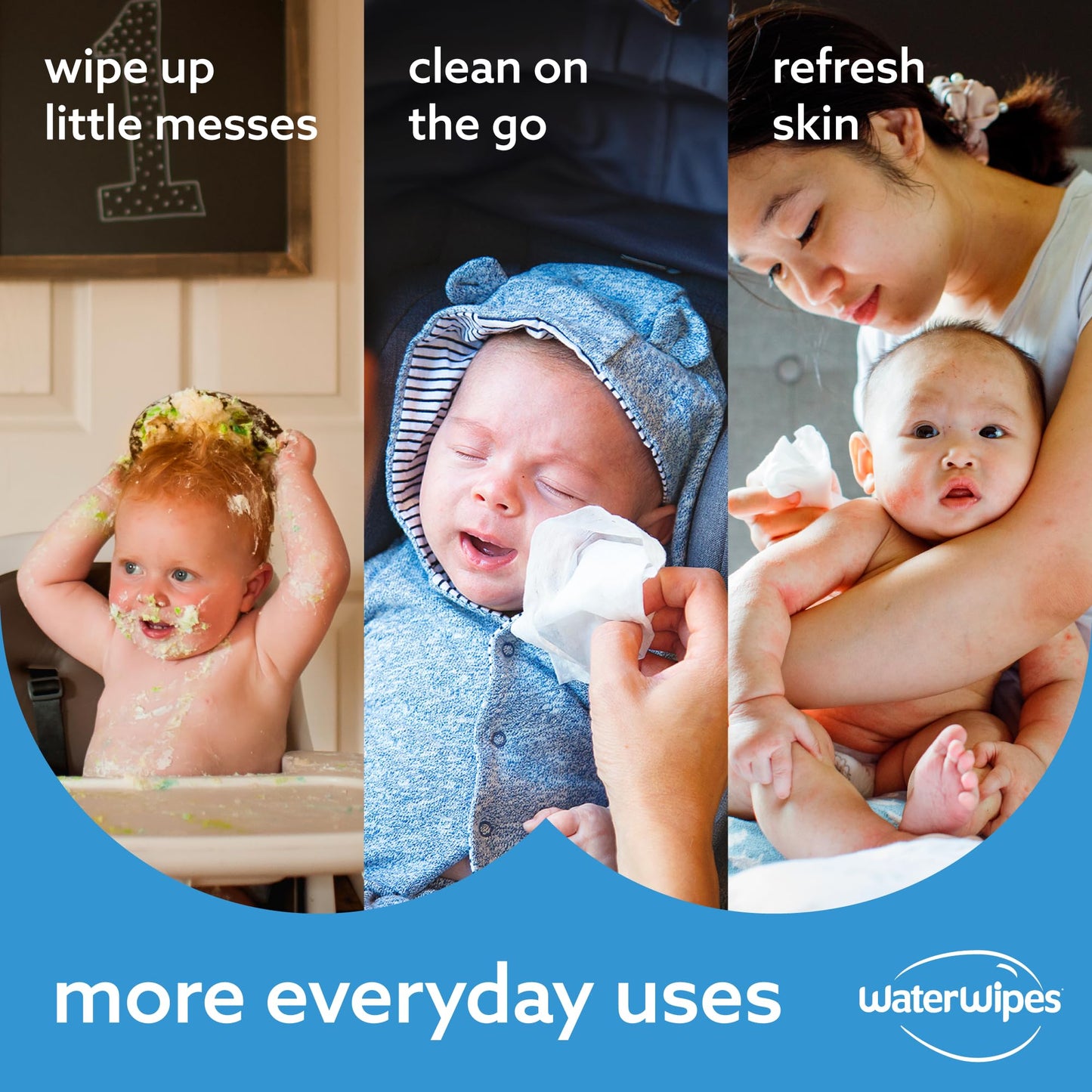 WaterWipes Plastic-Free Original Baby Cleansing Wipes, 360 Wipes (6 Packs), 99.9% Water-Based Cleaning Wipes, Unscented for Sensitive Skin