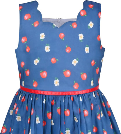 Sunny fashion girls' sleeveless polka dot dress rose garden green print size