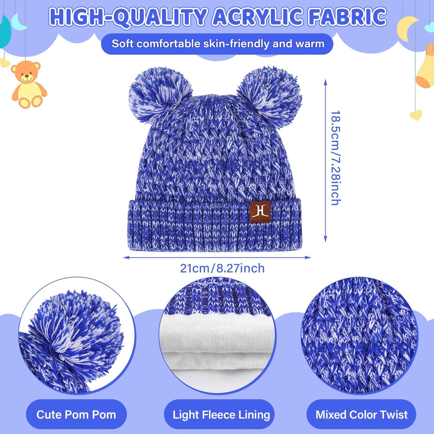 Children's Winter Hat Loop Scarf Touchscreen Gloves Set 2 3 4 5 6 7 Years Toddler Winter Hat Beanie Tube Scarf Knitted Pom Hats Gift Girls Boys