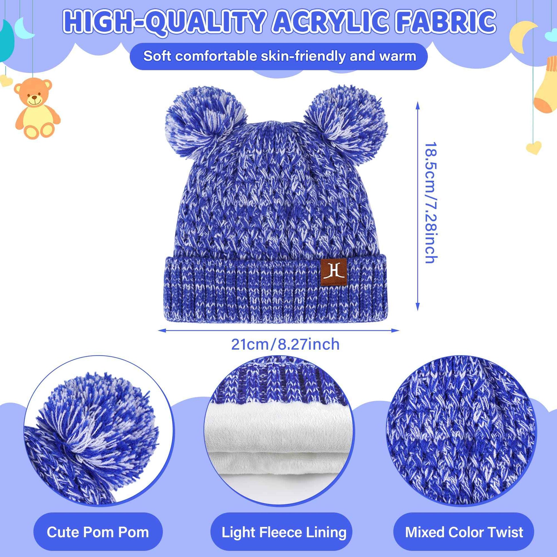 Children's Winter Hat Loop Scarf Touchscreen Gloves Set 2 3 4 5 6 7 Years Toddler Winter Hat Beanie Tube Scarf Knitted Pom Hats Gift Girls Boys