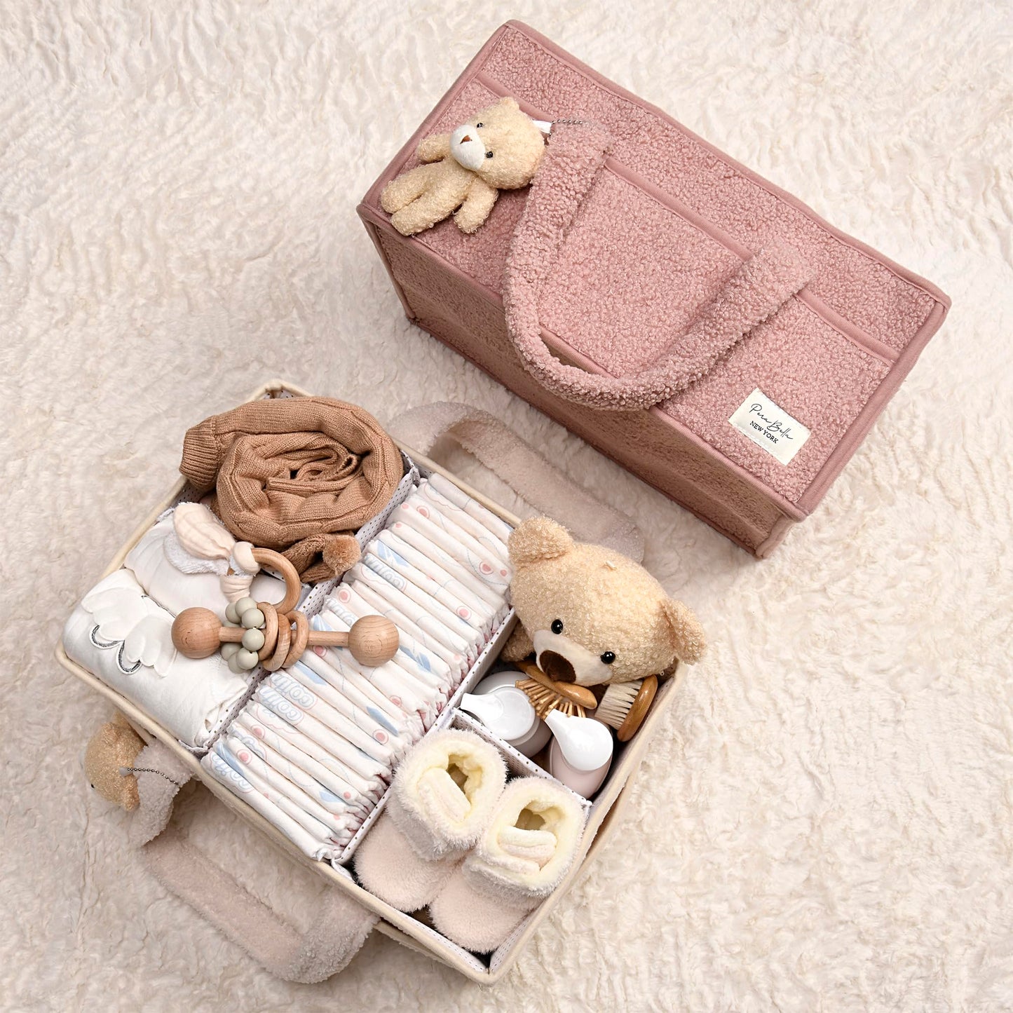 Baby Windel Caddy Organizer für Wickelauflage, Aufbewahrungskorb für Windeln und Tücher, Geschenk für Babyparty, Autowagen Organizer, Kindergarten Windel Organizer, Laptop