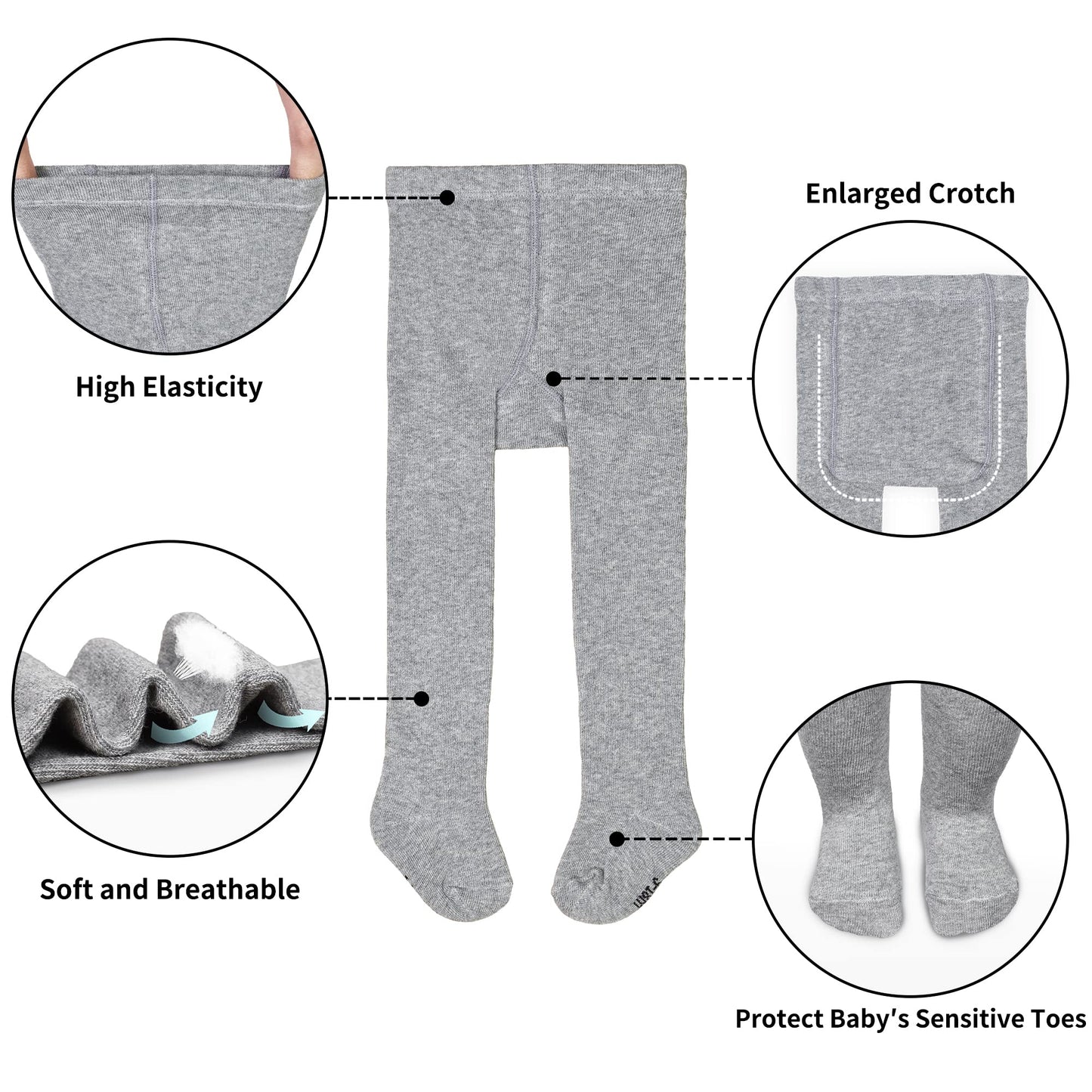SPTRAMLE Baby Tights Girls Tights - 3 Pairs for Toddlers (0-2 Years) Cotton Tights, Baby Comfortable Breathable 9 Months 18 Months