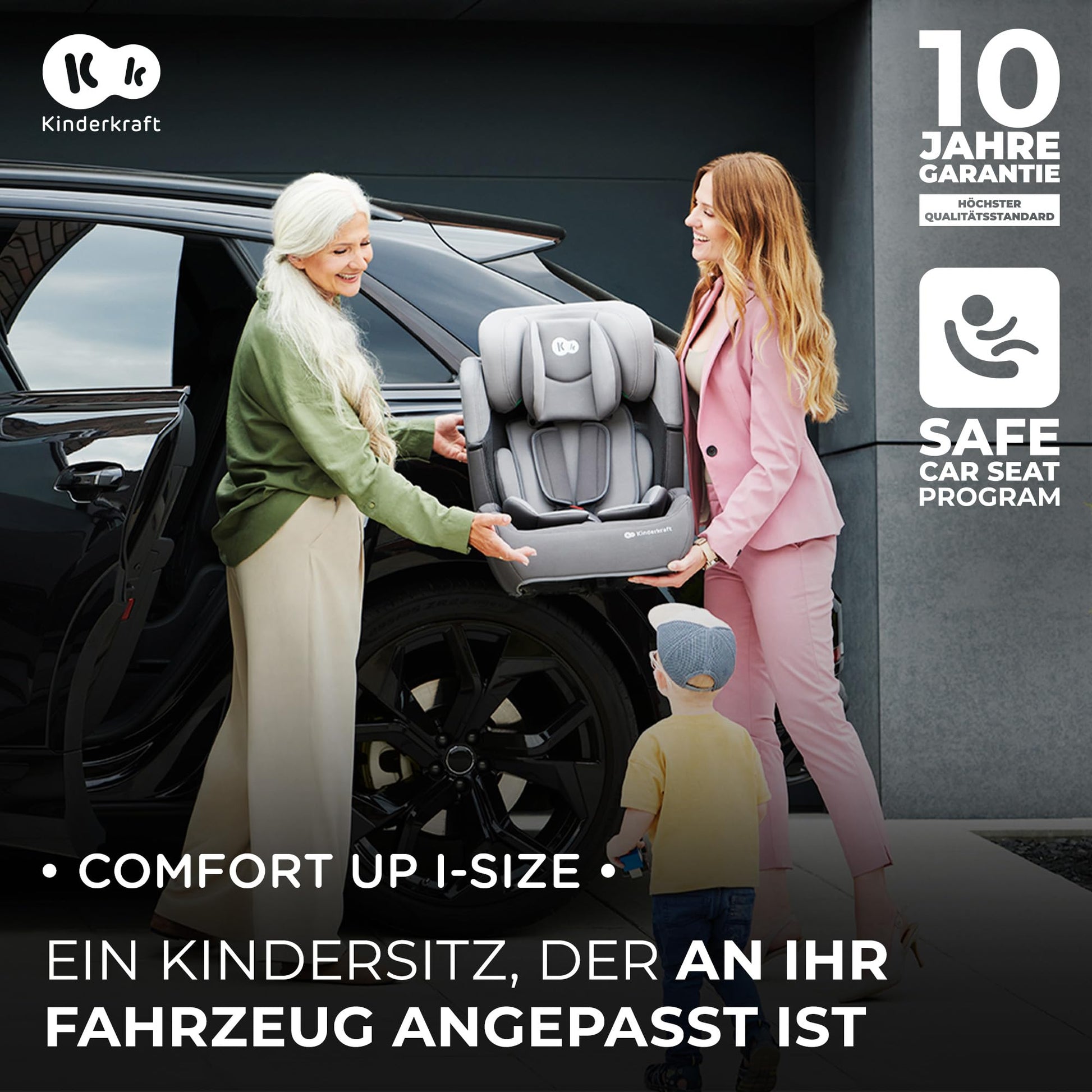 Kinderkraft Kinderautositz COMFORT UP I-SIZE, Autokindersitz, Kindersitz, ein Autositz für Kinder von 76-150 cm, 5-Punkt-Sicherheitsgurt, Einstellbare Kopfstütze, ECE R129/03, Grau - Meloni2