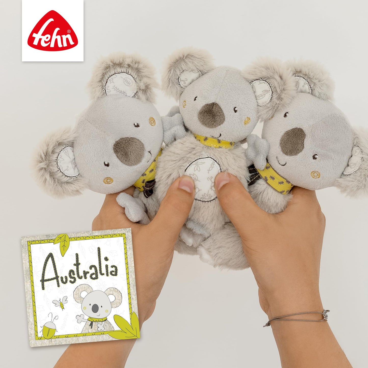 Fehn Baby Ring Greifling Lama - Kuscheltier Babyspielzeug mit Rassel - Motorikspielzeug für das spielerische Lernen - Plüschtier als Einschlafhilfe - Spielzeug für Babys & Kleinkinder ab 0+ Monaten