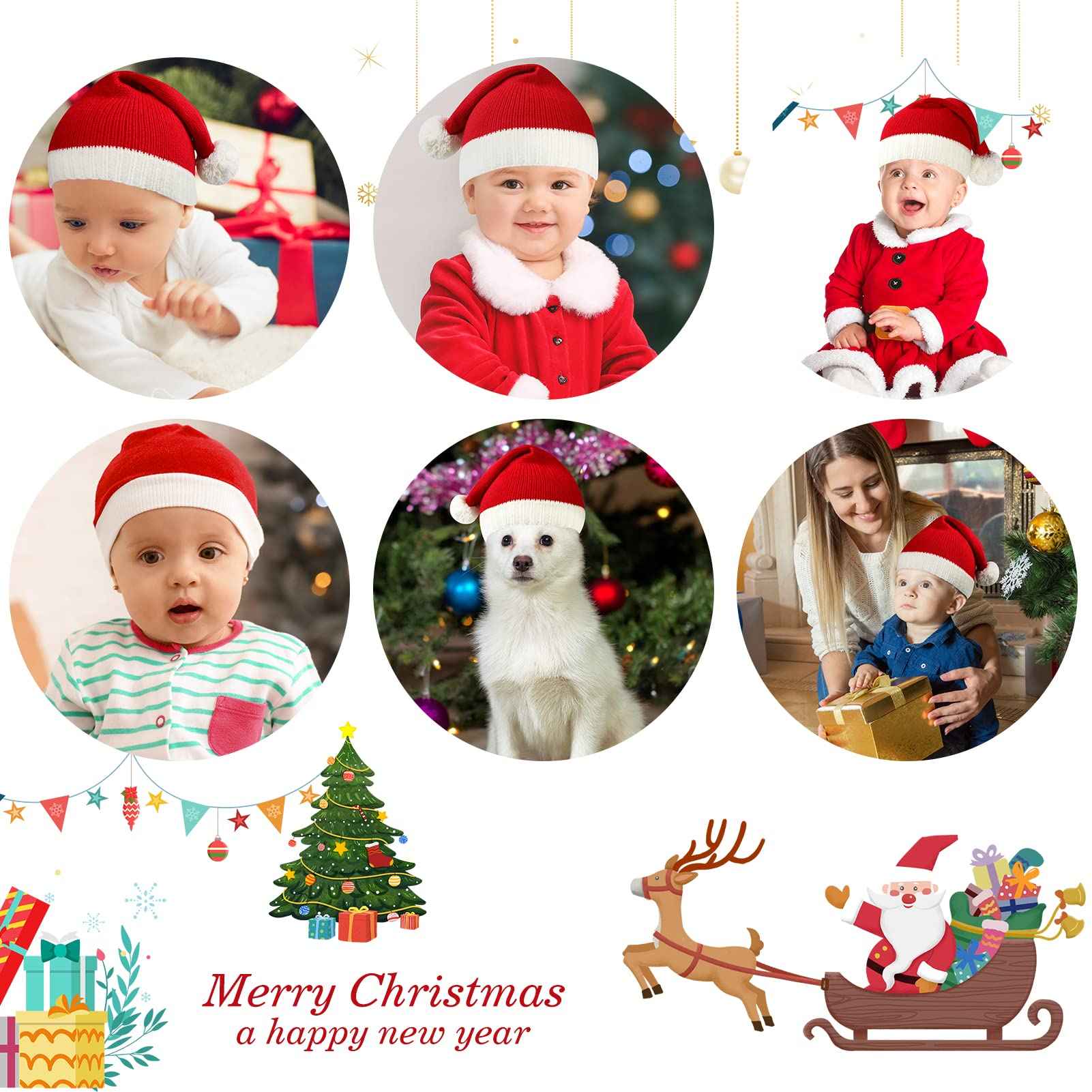 Christmas Hat Baby Small Santa Hats with Bobble Santa Claus Decorative Knitted Jumper Hats Red for Baby Toddler Children Gift Christmas Hat