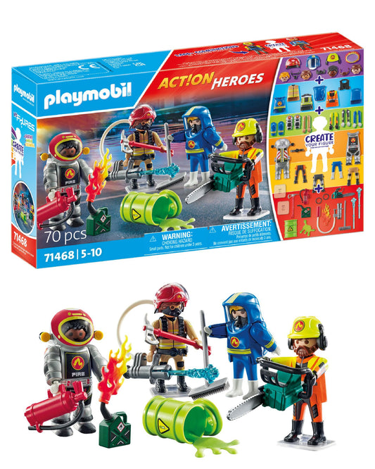 PLAYMOBIL Action Heroes 71464 Fire Boat with Aqua Scooter, Exciting Water Rescue, Includes Diving Goggles, Flippers and Life Jacket, Realistic Toy for Children from 4 Years