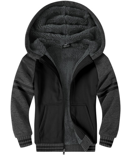 LLdress Fleece Jacket Boys Hoodie with Zip Children's Hoodie Boys Warm Hooded Jacket Causal Winter Ourdoor Sweat Jacket with Fleece Lining Hooded Jackets for Boys