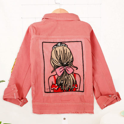 Amur Leopard Kids Girls Denim Jacket Cotton Denim Jacket Cute Children Spring Autumn Jacket 