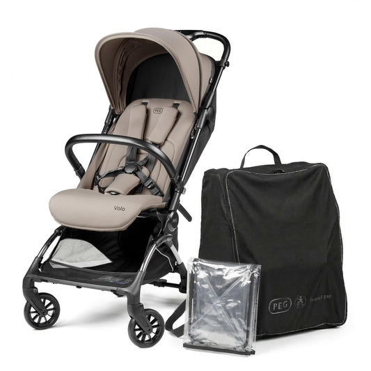PEG Leichter Buggy Volo mit Regenschutz, Handgepäckgröße, Flugzeuggeeignet, Kompakt, Ab Geburt bis 22 kg, Reisetasche Inklusive, Malva