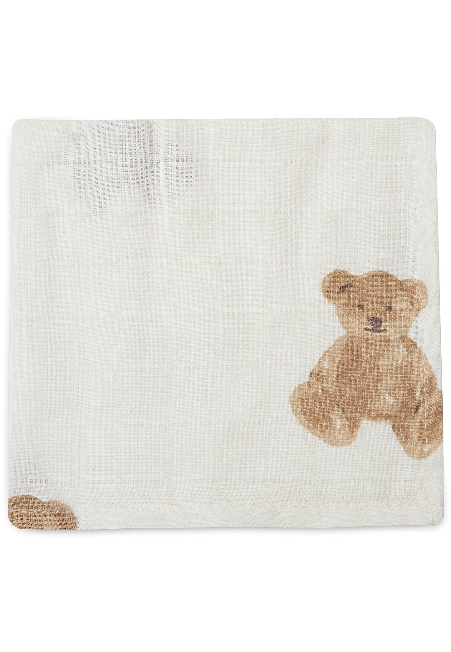 Jollein 537-848-66095 Spucktücher Mundtücher Musselin 3er Set Teddybär weiß (31x31cm)