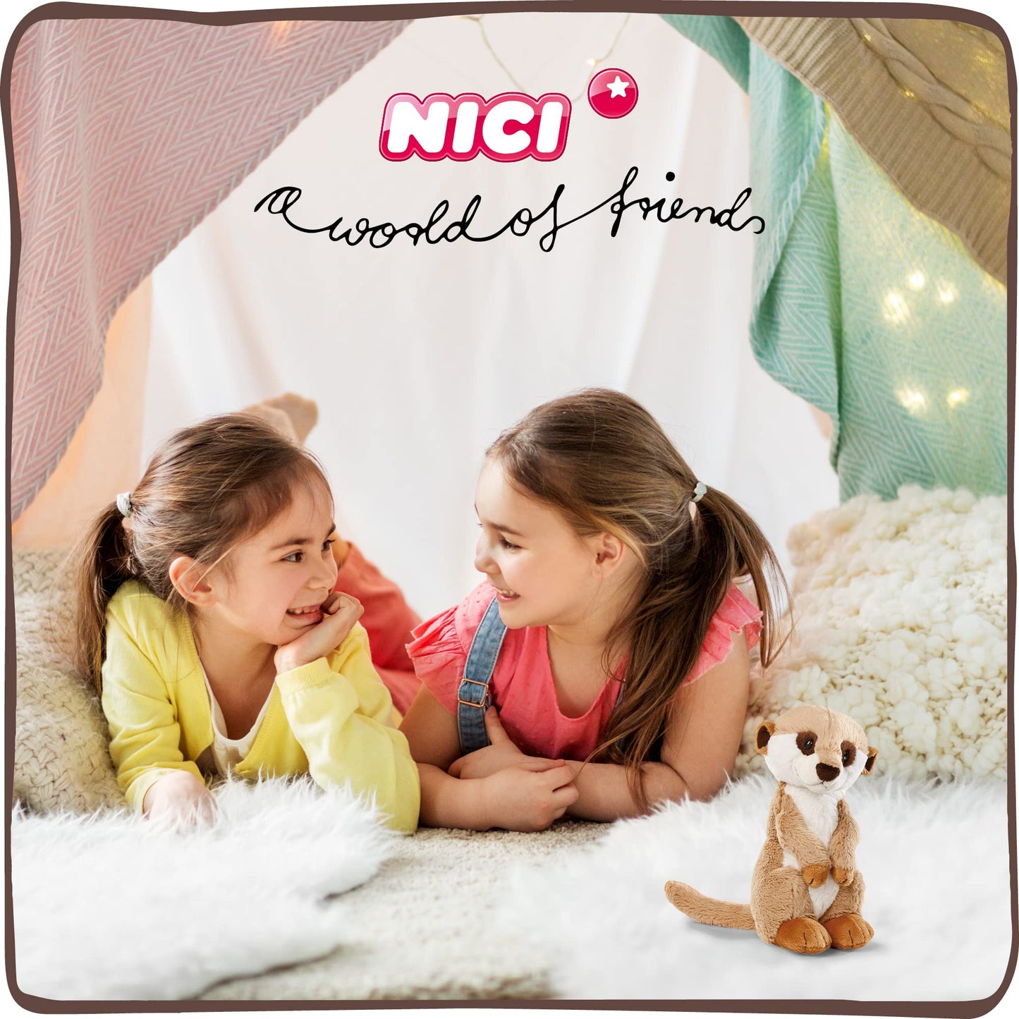 NICI Kuscheltier Erdmännchen 15 cm – Erdmännchen Plüschtier für Mädchen, Jungen & Babys – Flauschiges Stofftier Erdmännchen zum Kuscheln, Spielen und Schlafen – Gemütliches Schmusetier – 46343