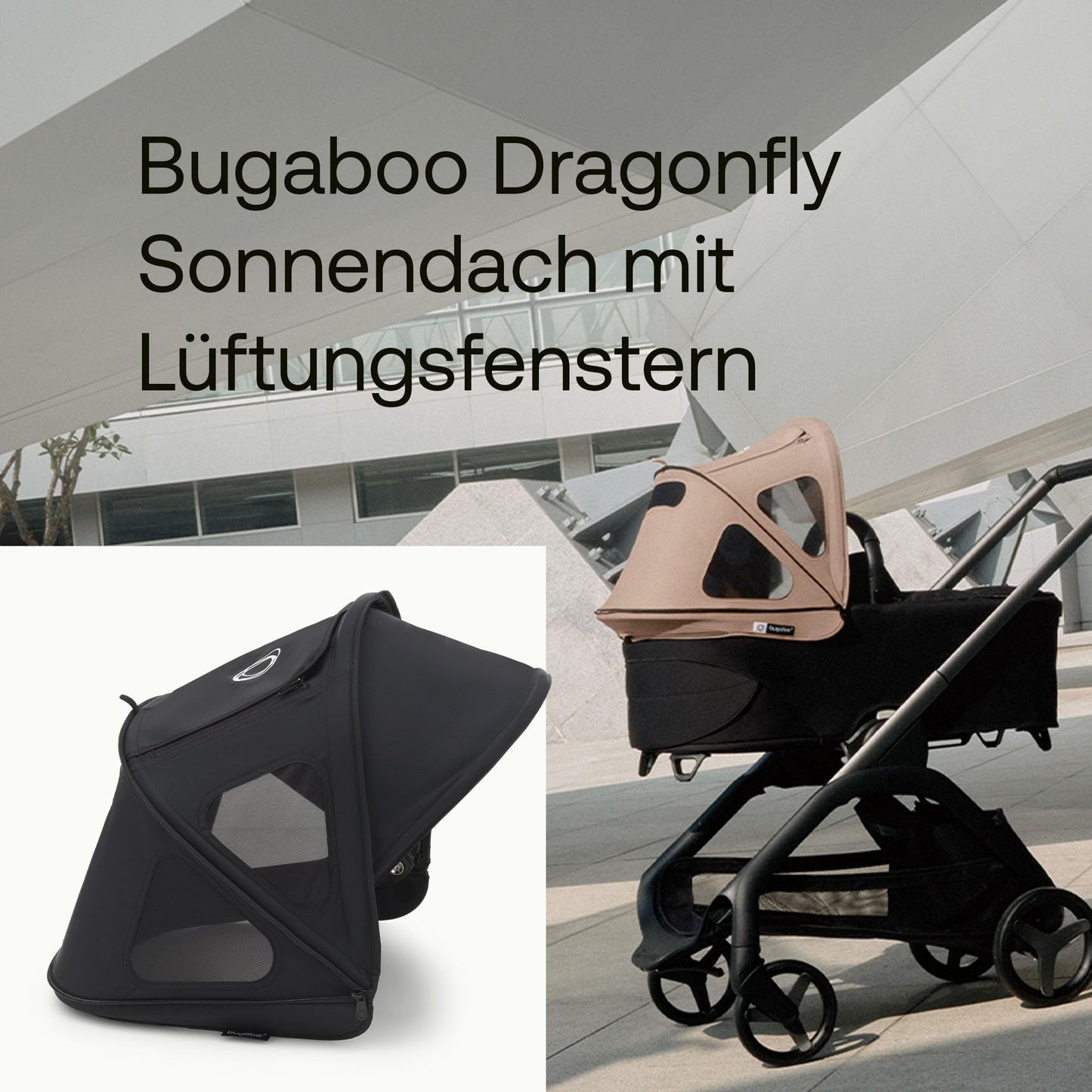 Bugaboo Dragonfly Sonnendach mit Lüftungsfenstern, ausziehbar für zusätzlichen und optimalen Sonnenschutz, wasserabweisend, Deep Indigo
