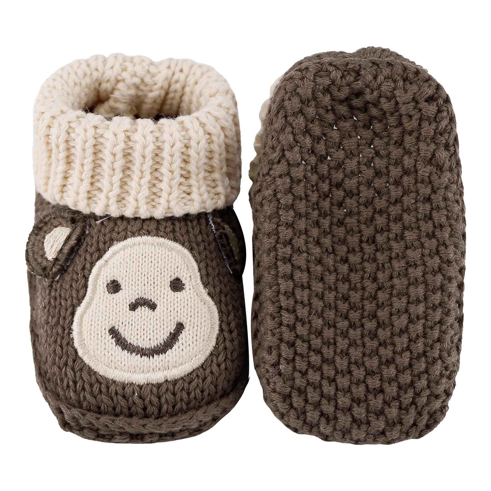 LACOFIA 2 Pairs Newborn Knitted Baby Shoes Soft Baby Boys Girls Ankle Boots 0-3 Months