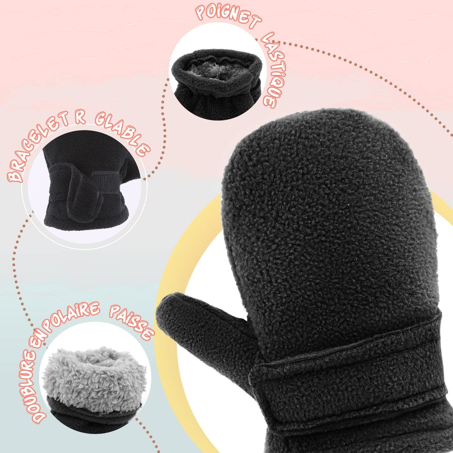 SEYUFN Baby Winter Gloves Fleece Lining Toddler Boys Warm Soft Baby Girls Adjustable Gloves Outdoor Gloves