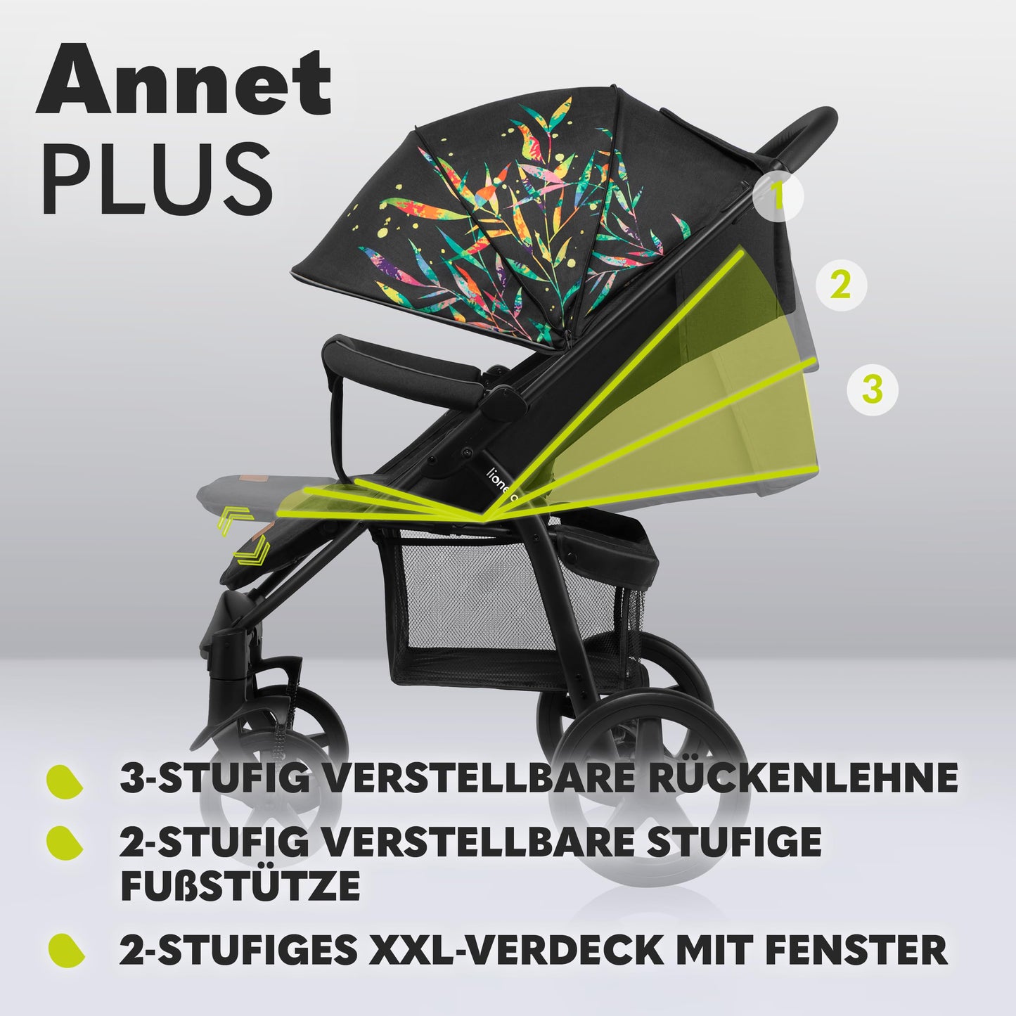 LIONELO Annet Plus Buggy up to 22 kg with Reclining Function, Small Folding Pushchair with Accessories, EVA Foam Wheels, Mosquito Net, Foot Cover Drink Holder, Basket Dreamin