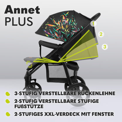 LIONELO Annet Plus Buggy up to 22 kg with Reclining Function, Small Folding Pushchair with Accessories, EVA Foam Wheels, Mosquito Net, Foot Cover Drink Holder, Basket Dreamin