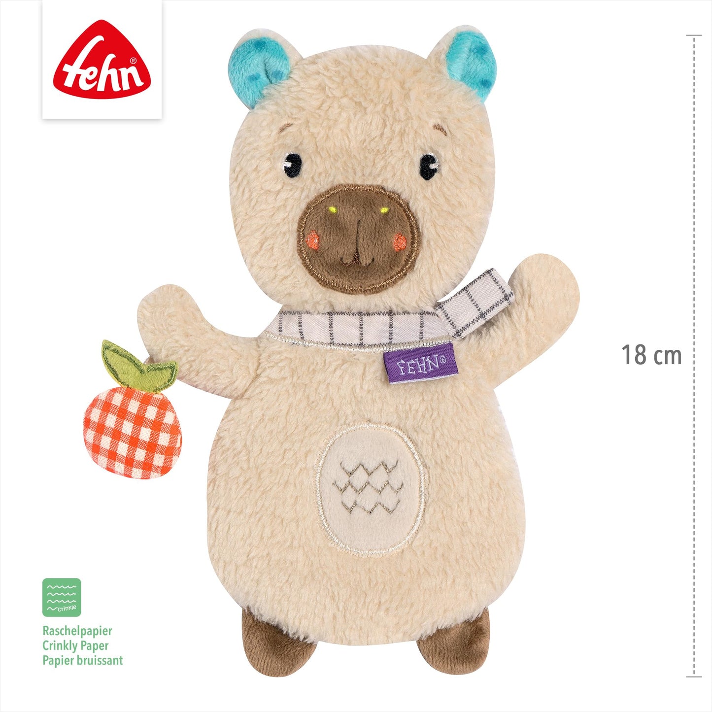 Fehn Knister-Seestern – Activity-Rascheltier zum Greifen & Lauschen | Fördert Sinne und Motorik – zum Geräusche erzeugen und Spielen – für Babys und Kleinkinder ab Geburt