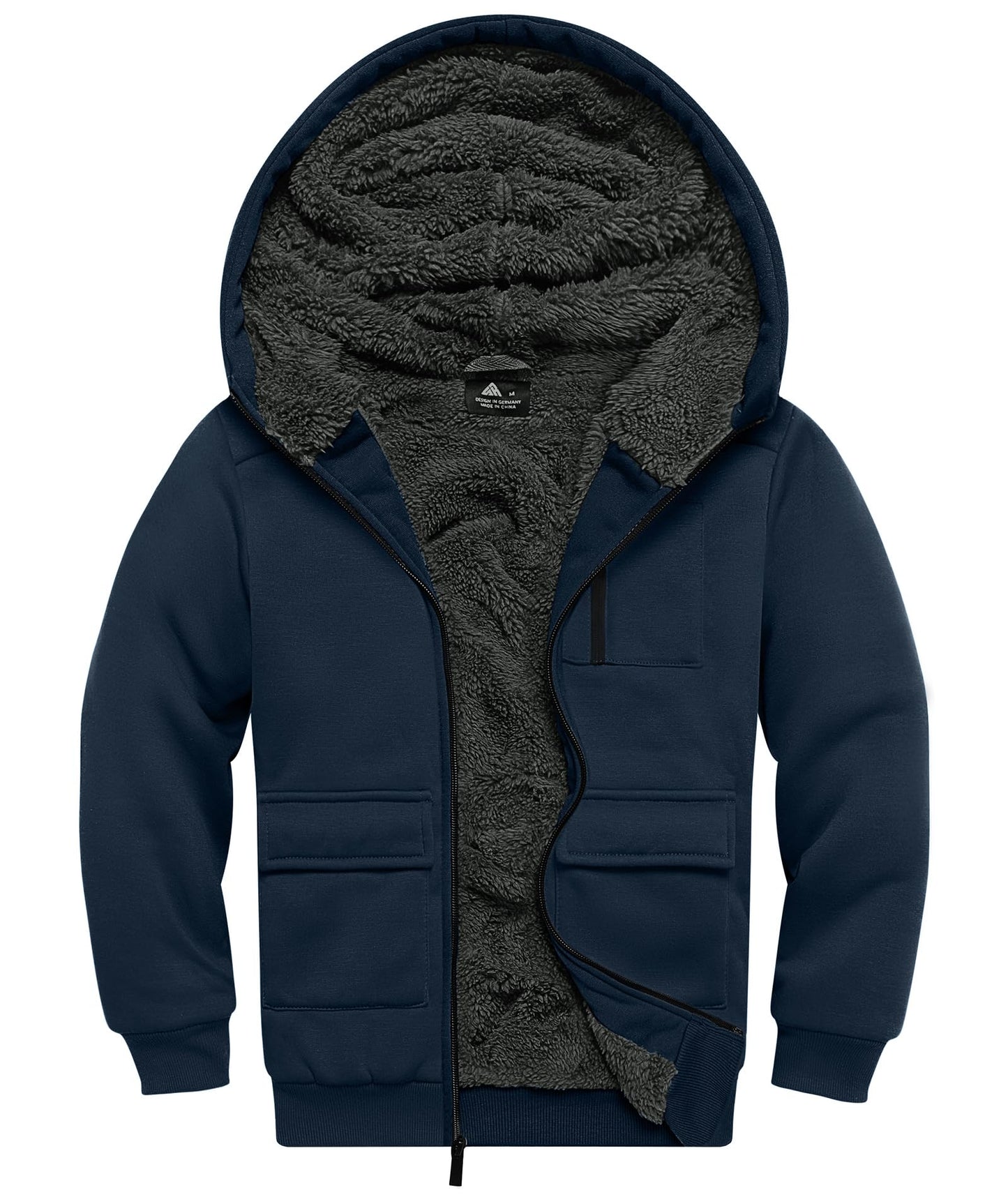LLdress Fleece Jacket Boys Hoodie with Zip Children's Hoodie Boys Warm Hooded Jacket Causal Winter Ourdoor Sweat Jacket with Fleece Lining Hooded Jackets for Boys