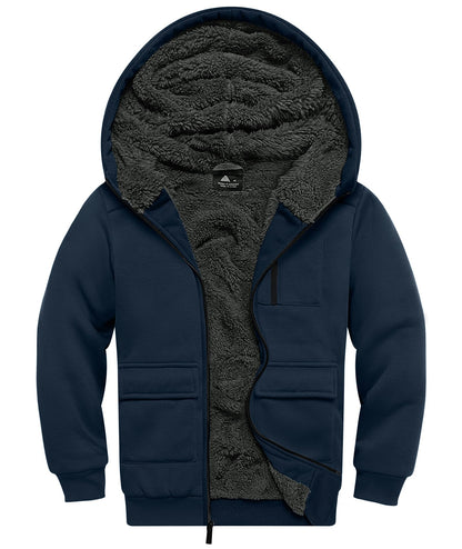 LLdress Fleece Jacket Boys Hoodie with Zip Children's Hoodie Boys Warm Hooded Jacket Causal Winter Ourdoor Sweat Jacket with Fleece Lining Hooded Jackets for Boys