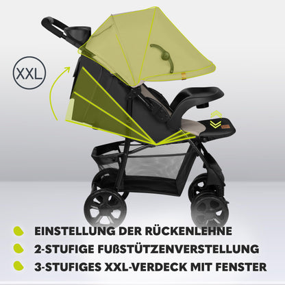 LIONELO Emma Plus Kinderwagen bis zu 15 kg, Kindersportwagen, leicht modern klein Buggy mit Liegeposition, zusammenklappbar, große Räder, großer Korb, Tasche Stone