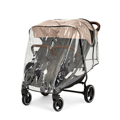 Ickle Bubba Venus Prime Double Pushchair - Suitable from Birth to 15kg (approx. 3 Years), Lightweight Foldable Twin Pushchair with Newborn Cocoon, 2 Foot Warmers and Rain Cover (Biscuits)
