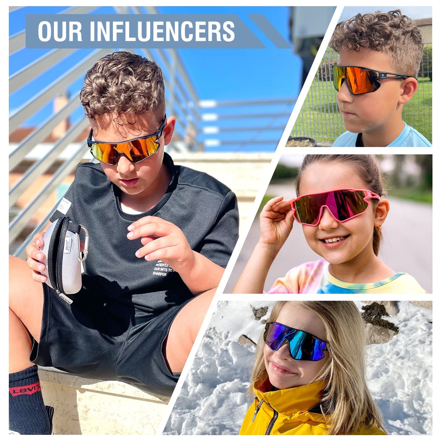 DUCO DK268 Children's Sunglasses Youth Baseball Sunglasses Lightweight TR90 Frame UV400 Sports Cycling Sunglasses for Boys Girls