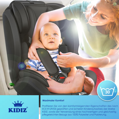 KIDIZ® Autokindersitz Kinderautositz Gruppe 1+2+3 9-36 kg 5-Punkt-Sicherheitsgurt, Autositz, Kindersitz, Einstellbare Kopfstütze, Mitwachsende Sitzerhöhung 1-12 Jahre, Stabil und Sicher - Meloni2