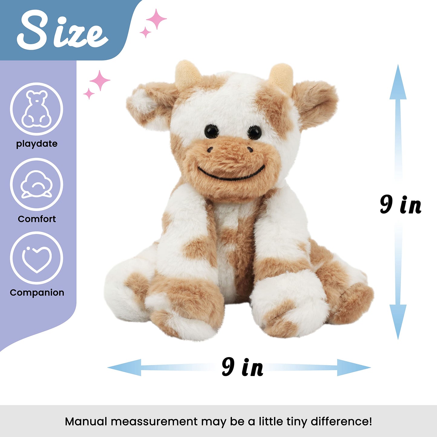 Hopearl Niedliches Plüschkuh-Spielzeug, Schlenker, Milchrinder, weiches Stofftier, niedliches Geburtstag, für Jungen, Mädchen, Kinder, Kleinkinder, 22,9 cm