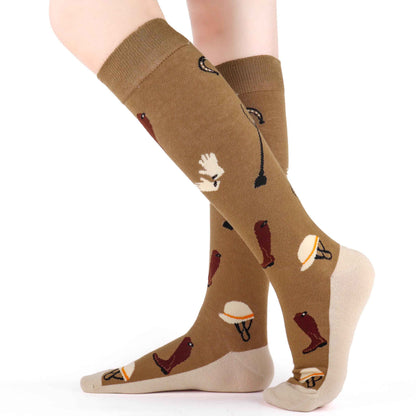 Belloxis Women's Socks 39-42 Horse Girls Gift Knee Socks Women's Rider Cotton Socks