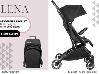 Moby-System, Buggy, superleicht und kompakt, bis 14 kg, verstellbare Rückenlehne, Doppelräder, schwenkbare Schaumstoffräder, faltbar, mit Sonnendach – idealer Kinderwagen für Spaziergänge, grau