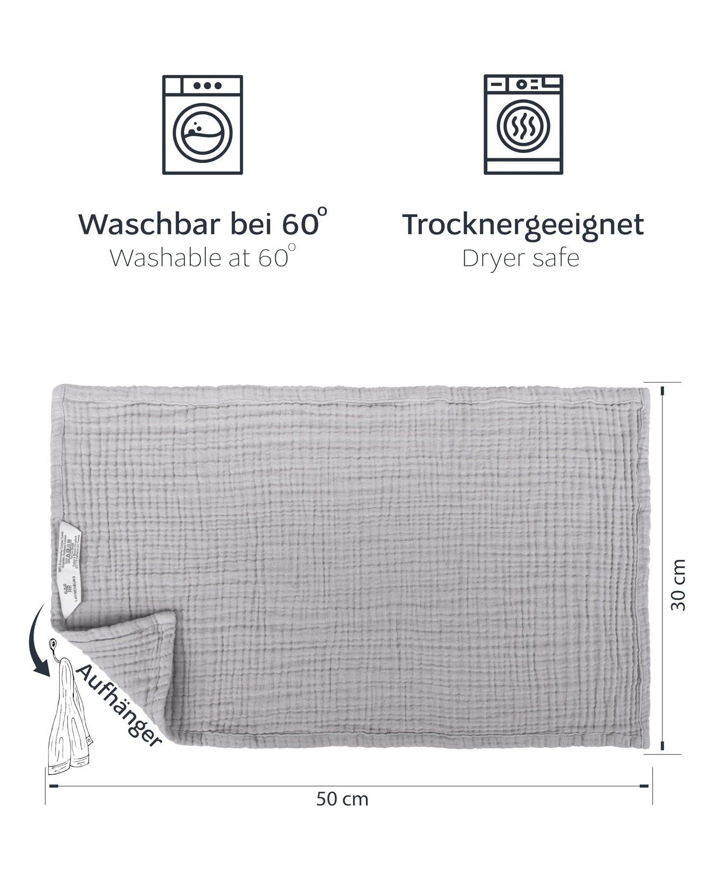 LAYNENBURG 10er-Set Premium Spucktücher Baby aus extra weichem Musselin - 100% Baumwolle - 30x50cm - Oeko Tex 100 - Musselin-tücher als Mulltücher, Mullwindeln oder Stoffwindeln (weiß)