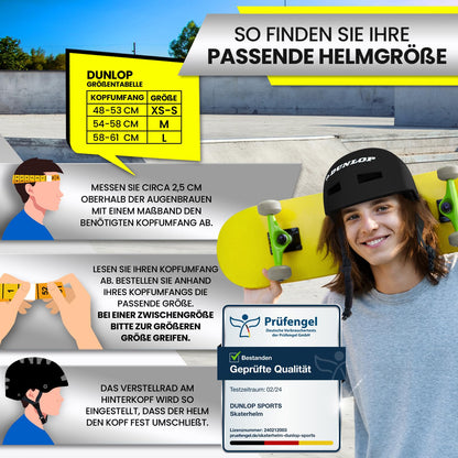 DUNLOP SPORTS Fahrradhelm Kinder Jugendliche Erwachsene - Test Sehr Gut - Leichter robuster Urban Allrounder Helm, 14 Fach belüftet, Schnellverschluss, Auto Kopfanpassung