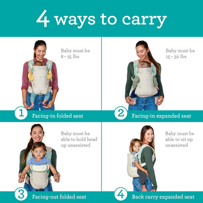 Infantino Flip Advanced 4-in-1 Babytrage, Ergonomisch, Umwandelbar, mit Blickrichtung Nach Innen und Außen, Vorne und Hinten Tragbar für Neugeborene bis Kleinkinder von 3,6-14,5 kg, Grau