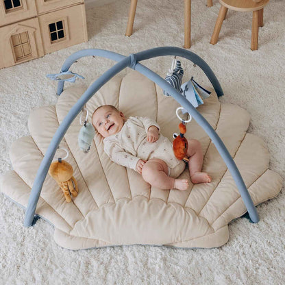 Blissful Diary Spielbogen Baby, Übergroßes Blattförmiges Spieldecke Baby Gym Activity Decke mit 6 Abnehmbare Spielzeuge, krabbeldecke Unverzichtbare Babygeschenke, Waldgrün