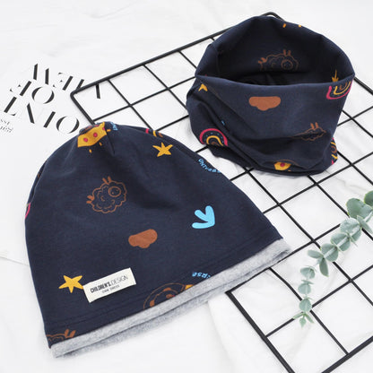 Kinder Beanie Mütze & Loop Schal Set, 95% Baumwolle Mütze Schal Set Mädchen Jungen 2-8 Jahren, Schlauchschal Warme Wintermütze Strickmützen für Herbst Winter Frühling