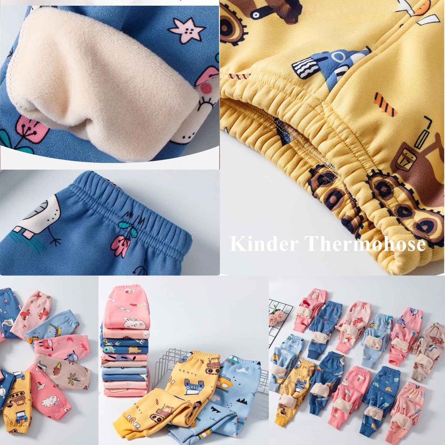 Children's Thermal Trousers, Warm Thermal Leggings, Elastic Waist, Lined Jogging Bottoms with Fleece, Winter Trousers for Girls 2-13 Years Old
