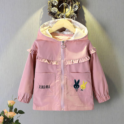 Amur Leopard Kinder Mädchen Übergangsjacke mit Kapuze Frühling Herbst Windjacke Atmungsaktiv Outdoorjacke