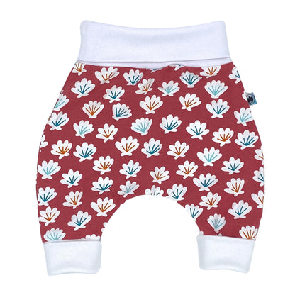 Baby Baggy Trousers, Girls' Handmade Cotton Jersey Grow Trousers, Sizes 50-74, 68-86, 92-104 (Wild Flowers, 50-74)