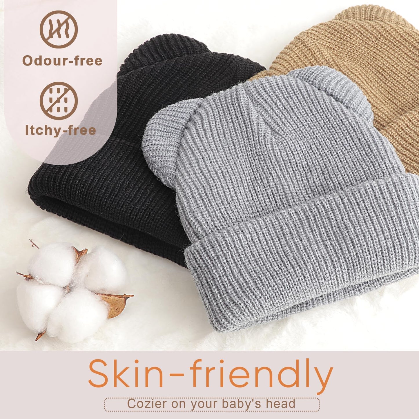 DRESHOW Toddler Beanie Baby Winter Hats Baby Soft Knitting Cute Bear Ears Hat for Boys Girls Warm Hat Hats for 0 Months - 24 Months 