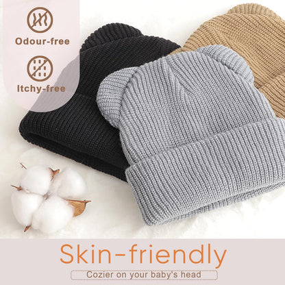 DRESHOW Toddler Beanie Baby Winter Hats Baby Soft Knitting Cute Bear Ears Hat for Boys Girls Warm Hat Hats for 0 Months - 24 Months 