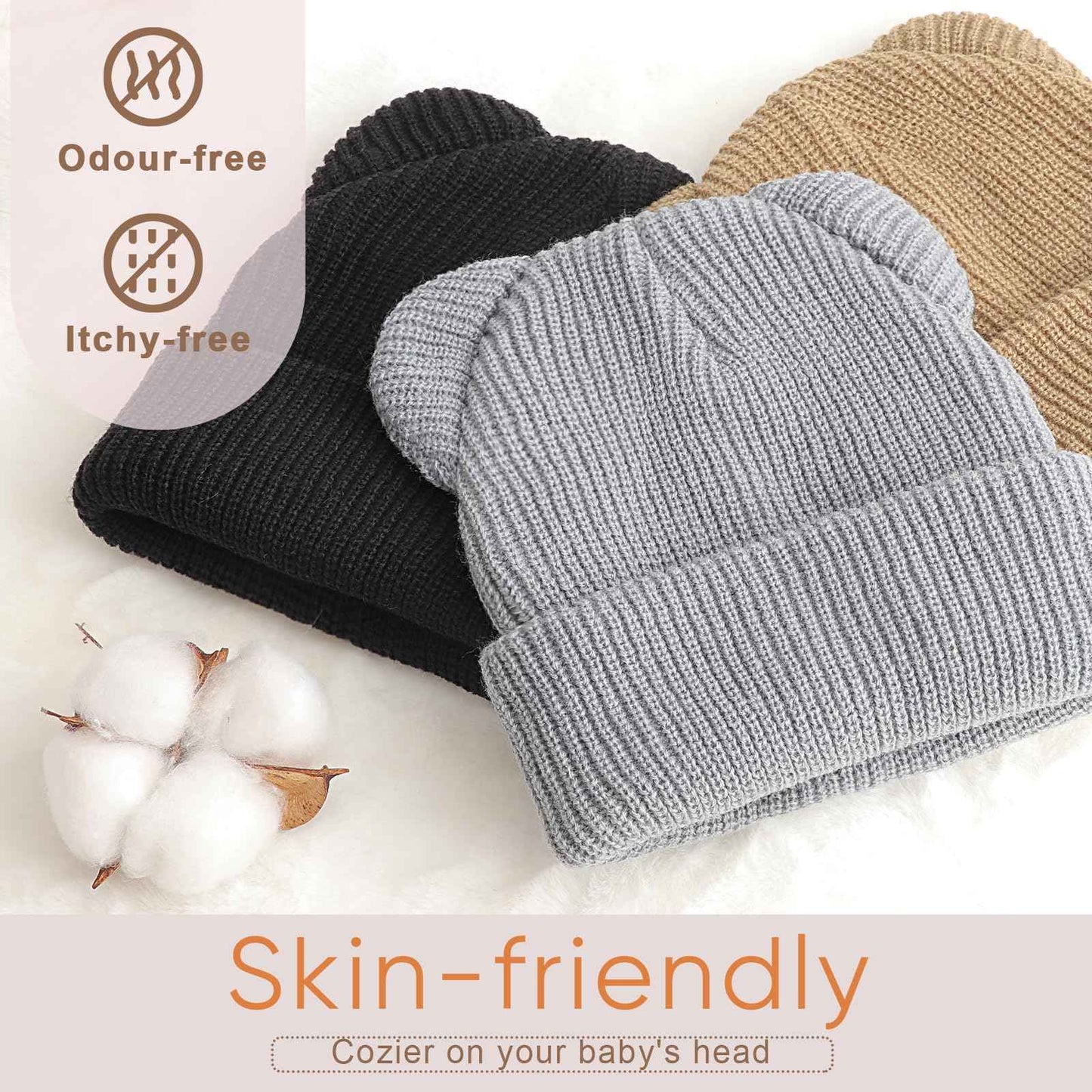 DRESHOW Toddler Beanie Baby Winter Hats Baby Soft Knitting Cute Bear Ears Hat for Boys Girls Warm Hat Hats for 0 Months - 24 Months
