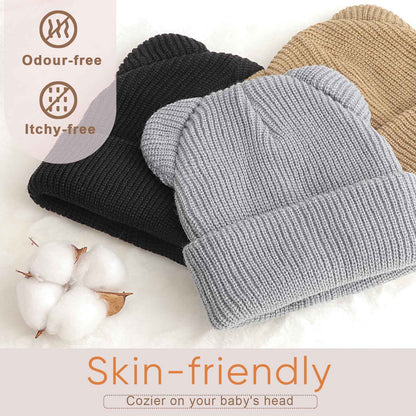 DRESHOW Toddler Beanie Baby Winter Hats Baby Soft Knitting Cute Bear Ears Hat for Boys Girls Warm Hat Hats for 0 Months - 24 Months