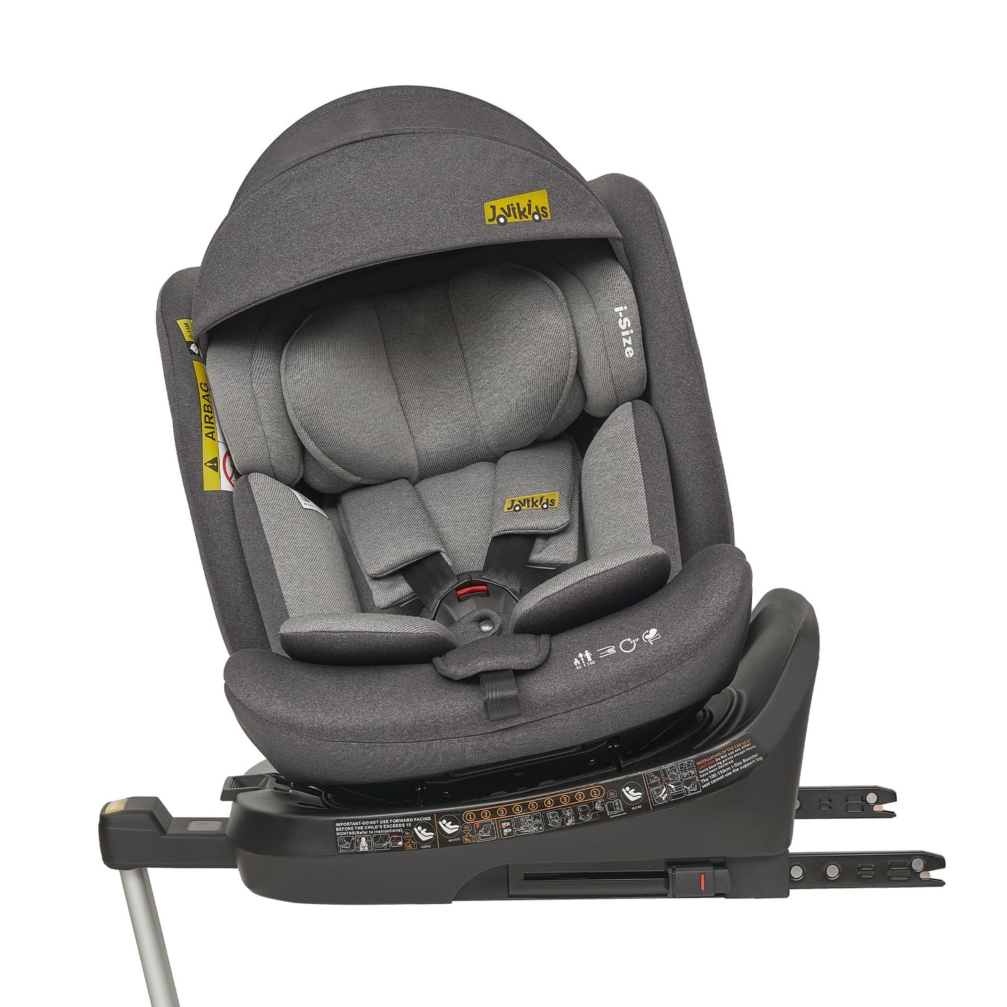 Jovikids 360° Drehbar Kindersitz mit ISOFIX, i-Size 40-150cm(ab Geburt -12 Jahre) Baby Autositz Reboarder mit Liegefunktion & Abnehmbar Vordach, ECE R129 (Rosa) - Meloni2