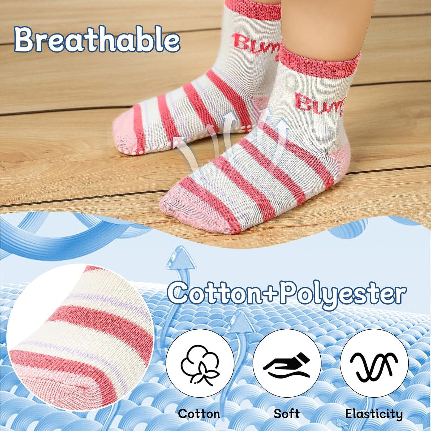 KOWAYI Stoppersocken Kinder 5/10 Paar ABS Rutschsocken Kinder Jungen, Mädchen, Baby Antirutschsocken 1-7 Jahre Grip Socken